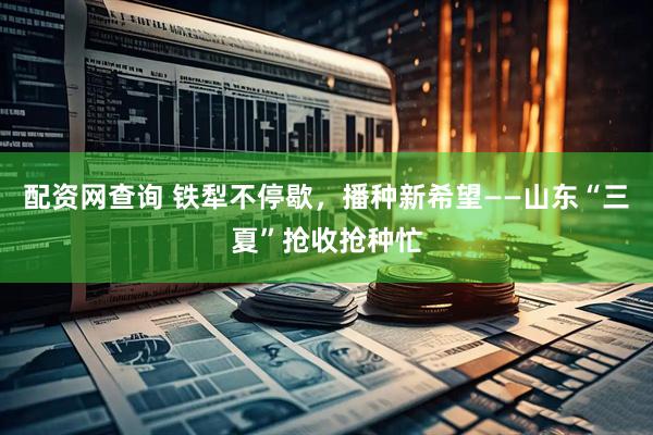 配资网查询 铁犁不停歇，播种新希望——山东“三夏”抢收抢种忙